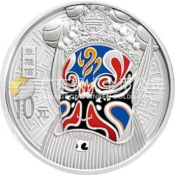 中国京剧脸谱彩色金银纪念币（第2组）1盎司圆形彩色银质纪念币