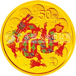 2012中国壬辰（龙）年金银纪念币1/10盎司圆形金质彩色纪念币