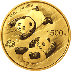 2022版熊猫贵金属纪念币100克圆形金质纪念币