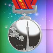 2015年1月：广州新电视塔小蛮腰纪念银币定制纯银银章制作