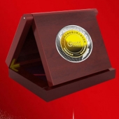 2015年6月订做　广州汇峰公司十周年庆金镶银纪念币订做