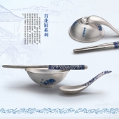 纯银筷子制作,纯银勺子定制,制作银碗筷子